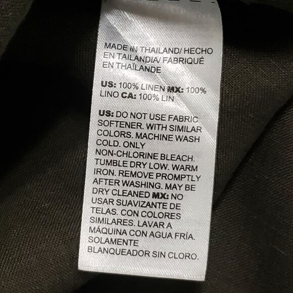 Chico's Dark Green 100% Linen Button Up Shirt Sz 6 Small Career Contemporary - Picture 7 of 12